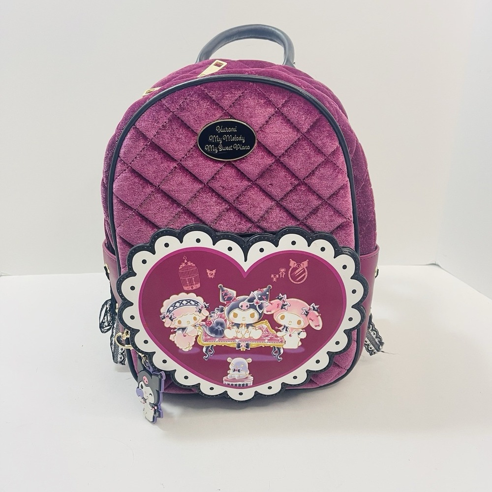HOT TOPIC Kuromi My Melody & My Sweet Piano Velvet Mini Backpack Sanrio
